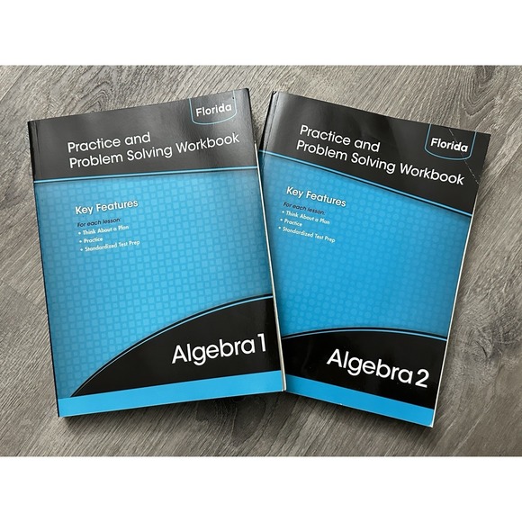 Algebra 1 & 2 Practice Problem Solving Workbooks Florida Edition Set